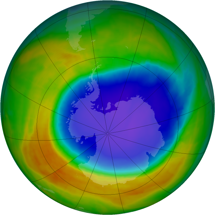 Antarctic ozone map for 21 October 2014